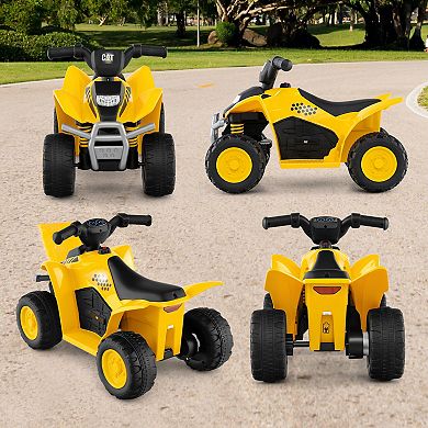 Gymax CAT Licensed Kids Ride on ATV w/ Horn Sound LED Headlight Foot Pedal