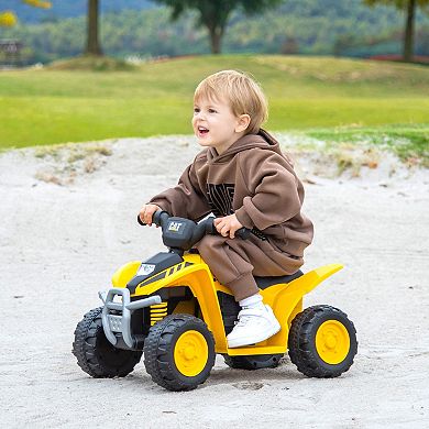 Gymax CAT Licensed Kids Ride on ATV w/ Horn Sound LED Headlight Foot Pedal