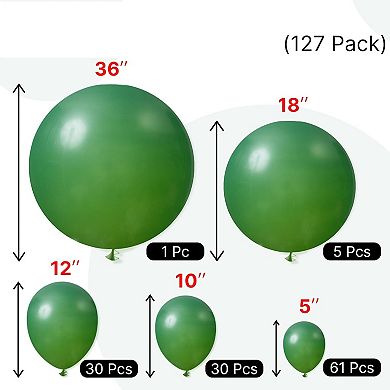 Dark Green Balloon Garland Kit 127 pcs Hunter & Emerald Balloons for Jungle & Grad Decor