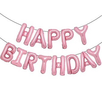 16 Inch Pink Happy Birthday Foil Letters Balloons for Kids Adults Birthday Party Sign