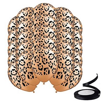 25 pc Leopard Cheetah Print Balloons Jungle Safari Animal Theme Balloons For Birthday Party Decorat