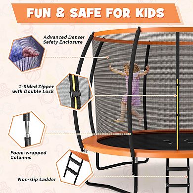 12 Foot ASTM Approved Recreational Trampoline with Ladder