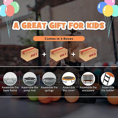 12 Foot ASTM Approved Recreational Trampoline with Ladder