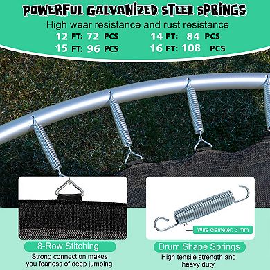 12/14/15/16 Feet Outdoor Recreational Trampoline with Ladder and Enclosure Net