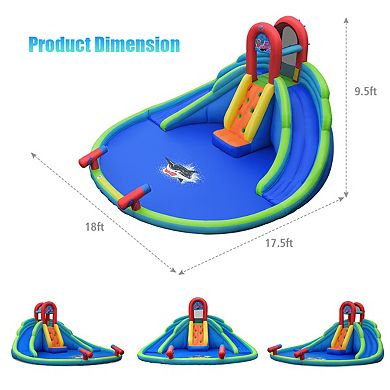 Gymax Inflatable Bounce House Water Park w/ Splash Pool Dual Slides Climbing Wall