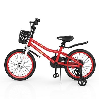 18 Feet Kids Bike with Removable Training Wheels-Red
