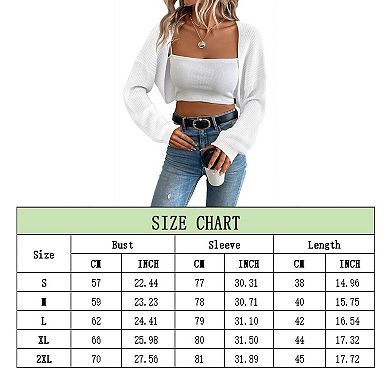 Womens Knitted Cardigan Long Sleeve Open Front Crop Sweater Shrug