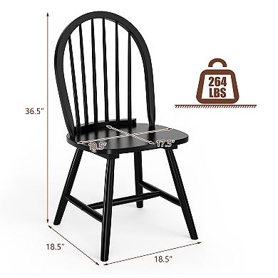Set of 2 Vintage Windsor Wooden Dining Chairs with Spindle Back - Black