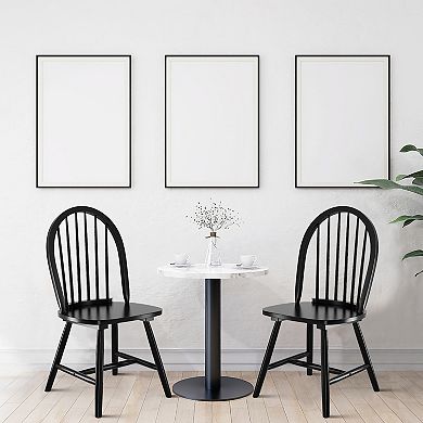 Set of 2 Vintage Windsor Wooden Dining Chairs with Spindle Back - Black