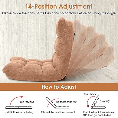 14-Position Adjustable Floor Chair with Cushioned Seat and Steel Frame