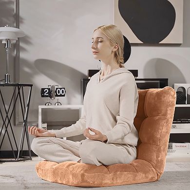 14-Position Adjustable Floor Chair with Cushioned Seat and Steel Frame