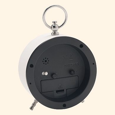 Vintage Alarm Clock Retro Metal Casing w Hanging Ring, Nightlight, Ideal for Bedroom 4.3"x2.0"x6.4"