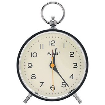 Vintage Alarm Clock Retro Metal Casing w Hanging Ring, Nightlight, Ideal for Bedroom 4.3"x2.0"x6.4"