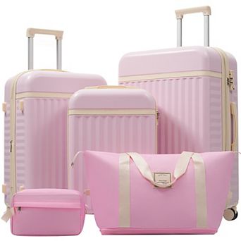 Carry on 5 pc Luggage Set with Travel Bags Spinner Wheels TSA Lock