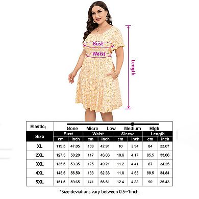 Plus Size Dress Women Square Neck Ruffle Sleeve Summer Dress Plus Size Dress Clothing
