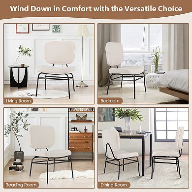 Upholstered Accent Chair Sherpa Reading Chair with Sponge Padding