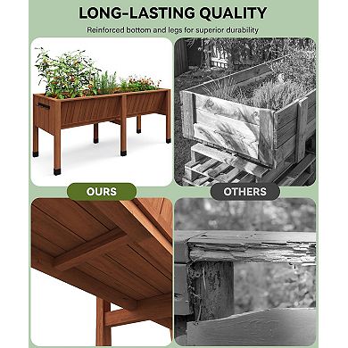 Raised Garden Bed W/Leg For Growing Vegetables&Herbs,Elevated Wood Planter Box Stand W/Hooks