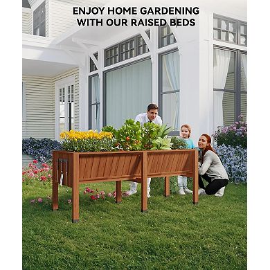 Raised Garden Bed W/Leg For Growing Vegetables&Herbs,Elevated Wood Planter Box Stand W/Hooks