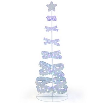 Gymax Pre-lit Spiral Christmas Tree Light Up Artificial Tree w/ 341 LED Lights Holiday Decoration