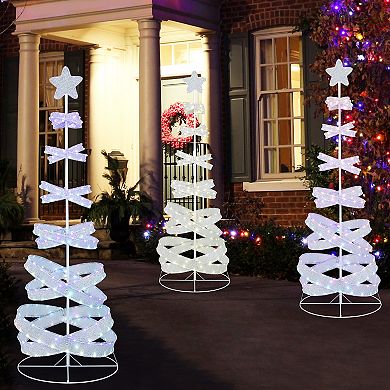 Gymax Pre-lit Spiral Christmas Tree Light Up Artificial Tree w/ 341 LED Lights Holiday Decoration
