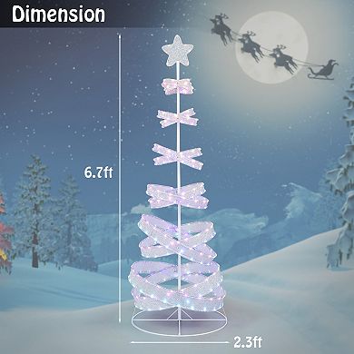 Gymax Pre-lit Spiral Christmas Tree Light Up Artificial Tree w/ 341 LED Lights Holiday Decoration