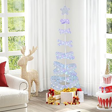 Gymax Pre-lit Spiral Christmas Tree Light Up Artificial Tree w/ 341 LED Lights Holiday Decoration