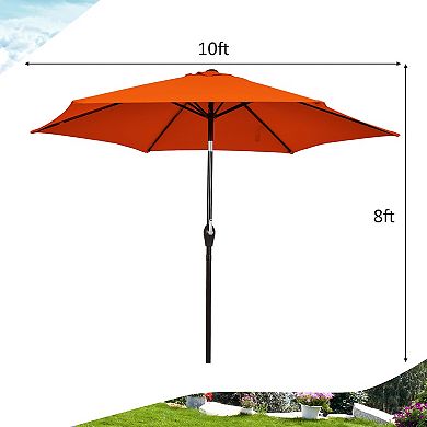 10 Foot Outdoor Patio Umbrella with Tilt Adjustment and Crank