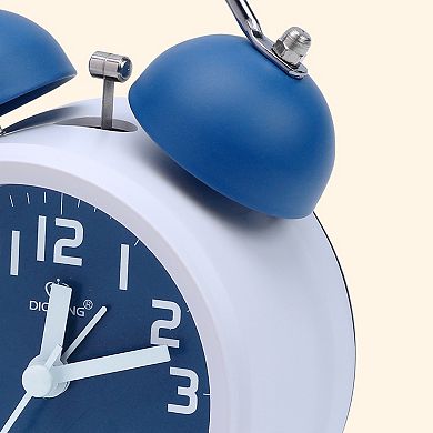 Silent Mechanical Alarm Clock Non-Tick Movement, Classic Dial, Compact Size 3.3"x2.2"x5.1"