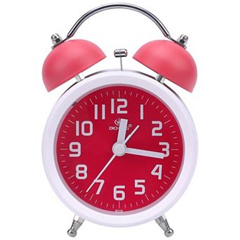 Silent Mechanical Alarm Clock Non-Tick Movement, Classic Dial, Compact Size 3.3"x2.2"x5.1"