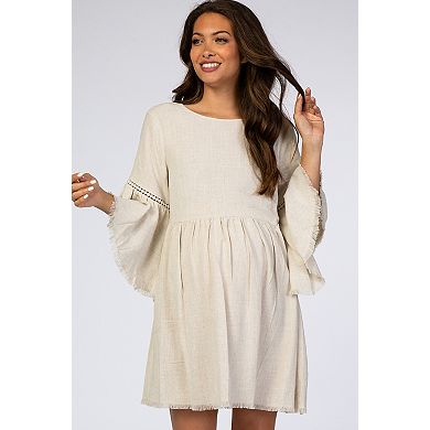 Maternity Raw Edge Bell Sleeve Babydoll Dress