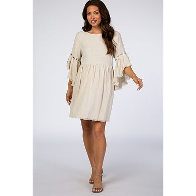 Maternity Raw Edge Bell Sleeve Babydoll Dress