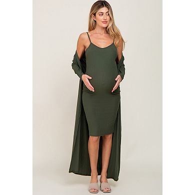 Maternity Ribbed Cardigan 2 Piece Set