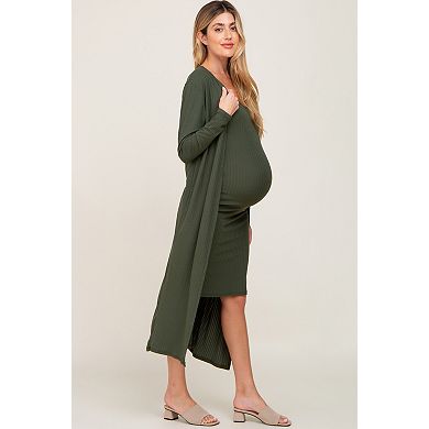 Maternity Ribbed Cardigan 2 Piece Set
