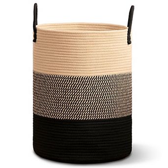 Cheer Collection Large Woven Cotton Laundry Hamper with Durable Handles for Home Storage