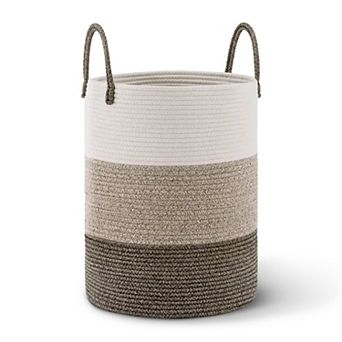 Cheer Collection Large Woven Cotton Laundry Hamper with Durable Handles for Home Storage