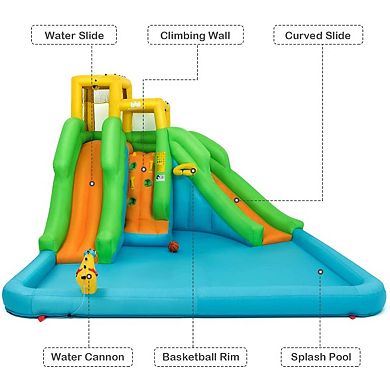 Inflatable Water Park Bounce House With Climbing Wall Without Blower