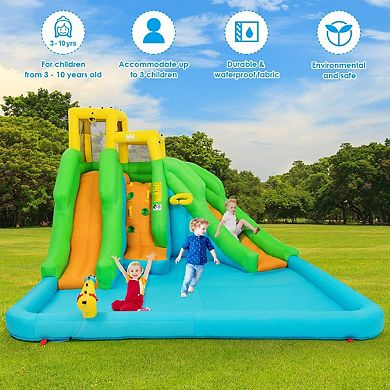 Inflatable Water Park Bounce House With Climbing Wall Without Blower