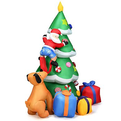 Gymax 7ft Inflatable Christmas Tree Santa Gift Boxes Decoration w/ LED Lights