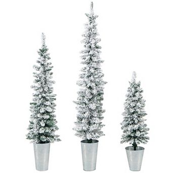 Gymax Potted Artificial Christmas Tree Set of 3 w/ 3/4/5 FT Faux Trees