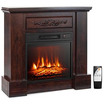 Natural 1400W TV Stand Electric Fireplace Mantel with Remote