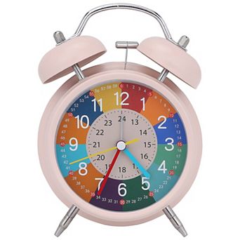 Premium Mechanical Alarm Clock Metal Casing, Nightlight, Silent Operation for Decor 4.3"x2.2"x6.3"
