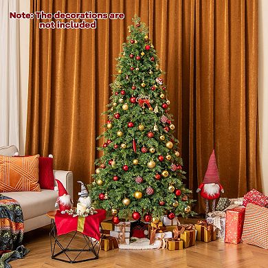 Gymax 7.5 FT Artificial Xmas Tree w/ 1019 PE PVC Branch Tips & Folding Metal Stand