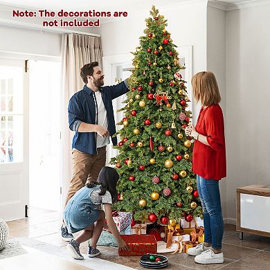 Gymax 7.5 FT Artificial Xmas Tree w/ 1019 PE PVC Branch Tips & Folding Metal Stand