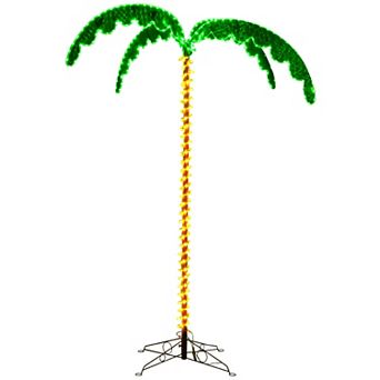 Gymax 7.5 FT Lighted Palm Tree w/332 LED Lights Holographic Trunk & Fronds Christmas