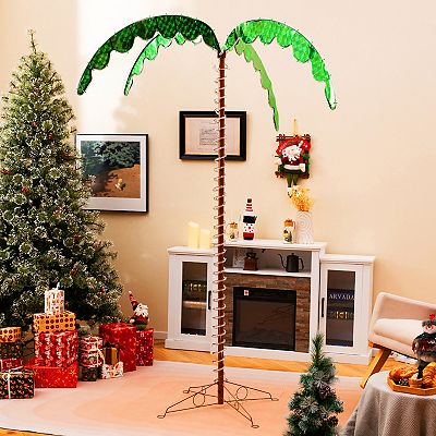 Gymax 7.5 FT Lighted Palm Tree w/332 LED Lights Holographic Trunk