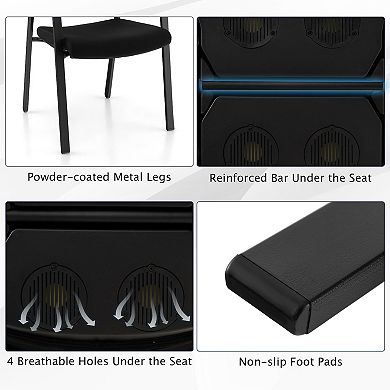 Set of 2 Black Stackable Reception Chairs with Cushioned Seats