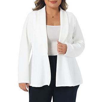 Women's Plus Size Blazers Shawl Collar Work Business Casual Outfits Dressy Suit Jacket Peplum Blazer