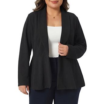 Women's Plus Size Blazers Shawl Collar Work Business Casual Outfits Dressy Suit Jacket Peplum Blazer