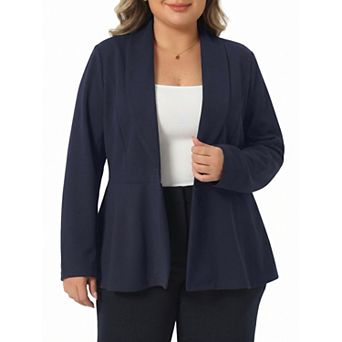 Women's Plus Size Blazers Shawl Collar Work Business Casual Outfits Dressy Suit Jacket Peplum Blazer