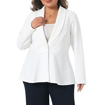 Women's Plus Size Blazers Shawl Collar Work Business Casual Outfits Dressy Suit Jacket Peplum Blazer
